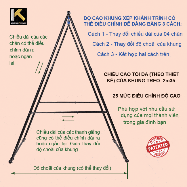 điều chỉnh độ cao khung xếp yoga bay 1518